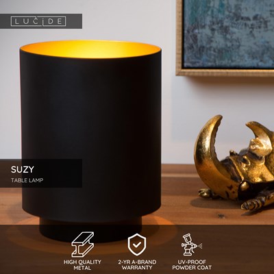 Lucide SUZY - Table lamp - Ø 12 cm - 1xE14 - Black
